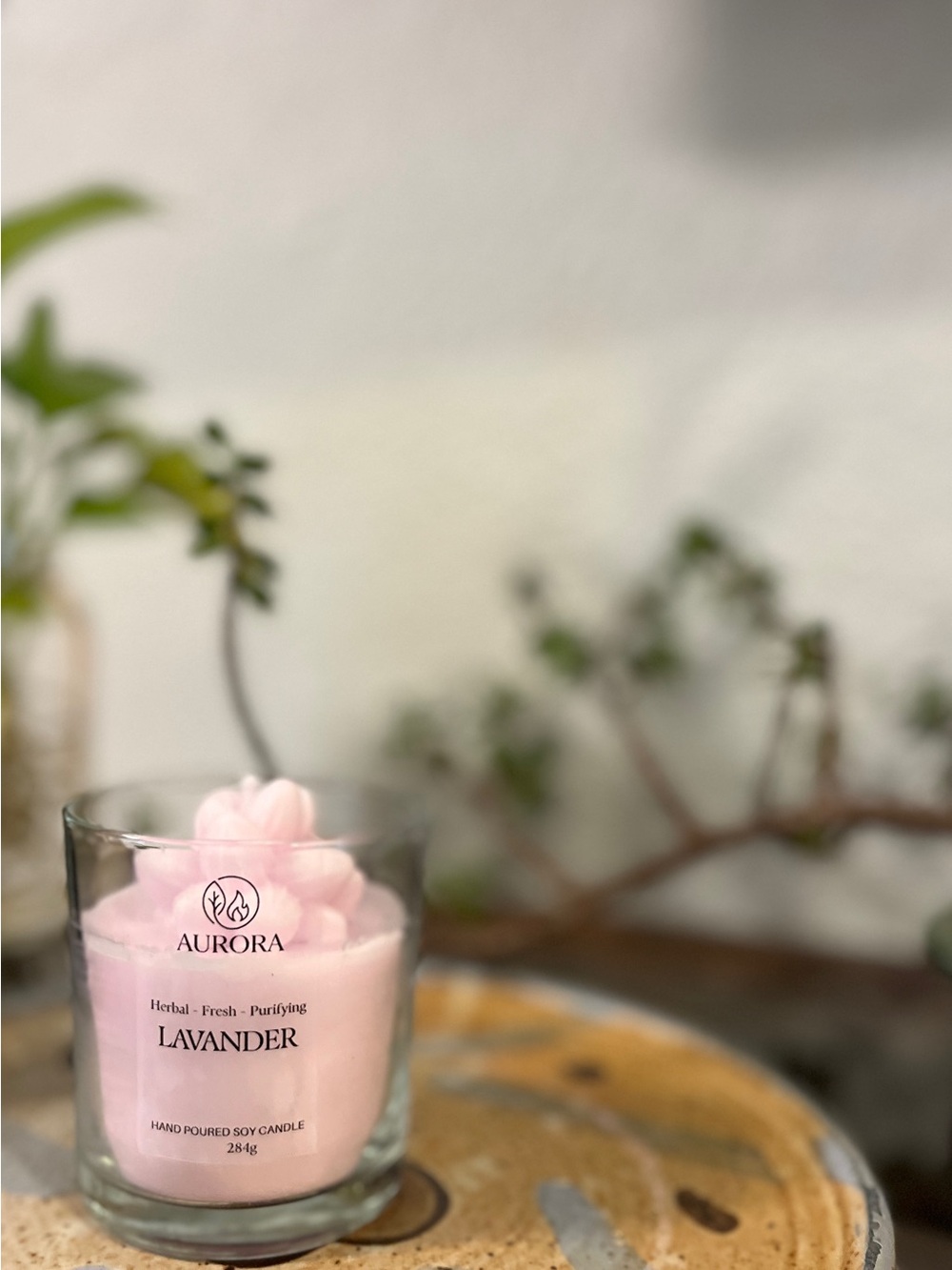 Lavender Pink Soja Candle - Aurora cándele